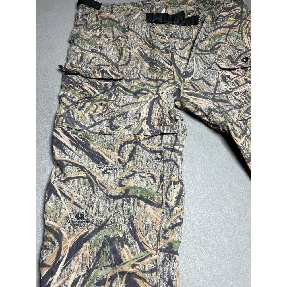 Men's 2XL Mossy Oak Camo Cargo Pants Nylon Break Up‎ Outdoor Lightweight Belt